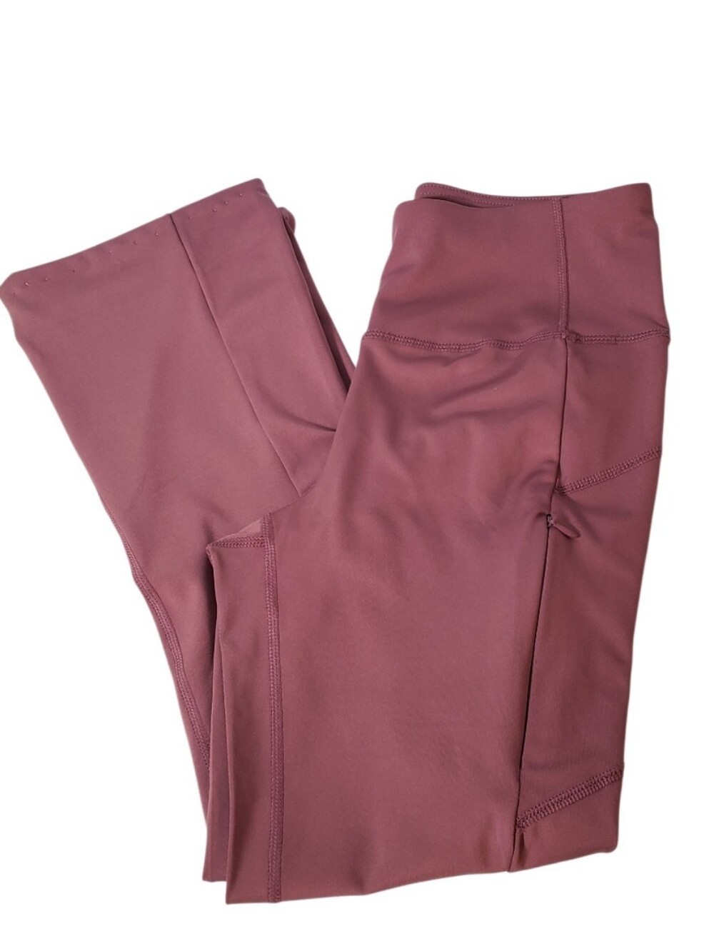 Nicole Miller Sport Cropped Bell Leggings High Waist Zipper Pockets Athleisure M